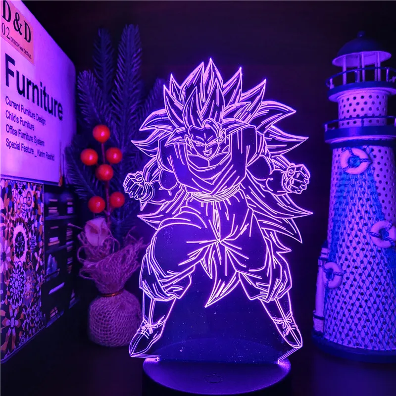 Dragon Ball Z Аниме лампа украшение дома 3D рисунок ночной Светильник Son Goku Manga