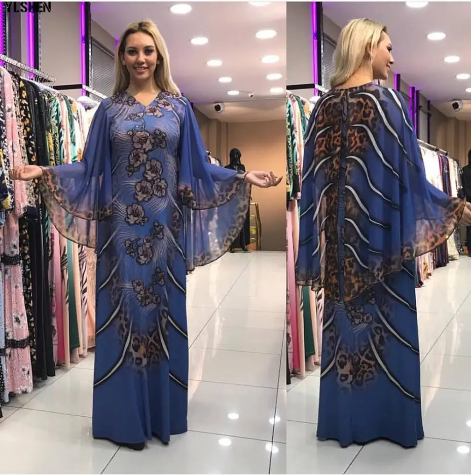 Denim blue Длина 150 см, африканские платья для женщин, принт Дашики, африканская одежда, сексуальный тонкий халат, африканская одежда с большим рукавом, африканская одежда - Цвет: Denim blue