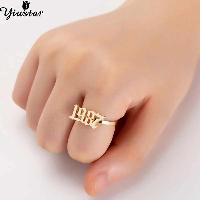 Yiustar мини 1987 Дата номер старинном английском кольца для мужчин и женщин календарь