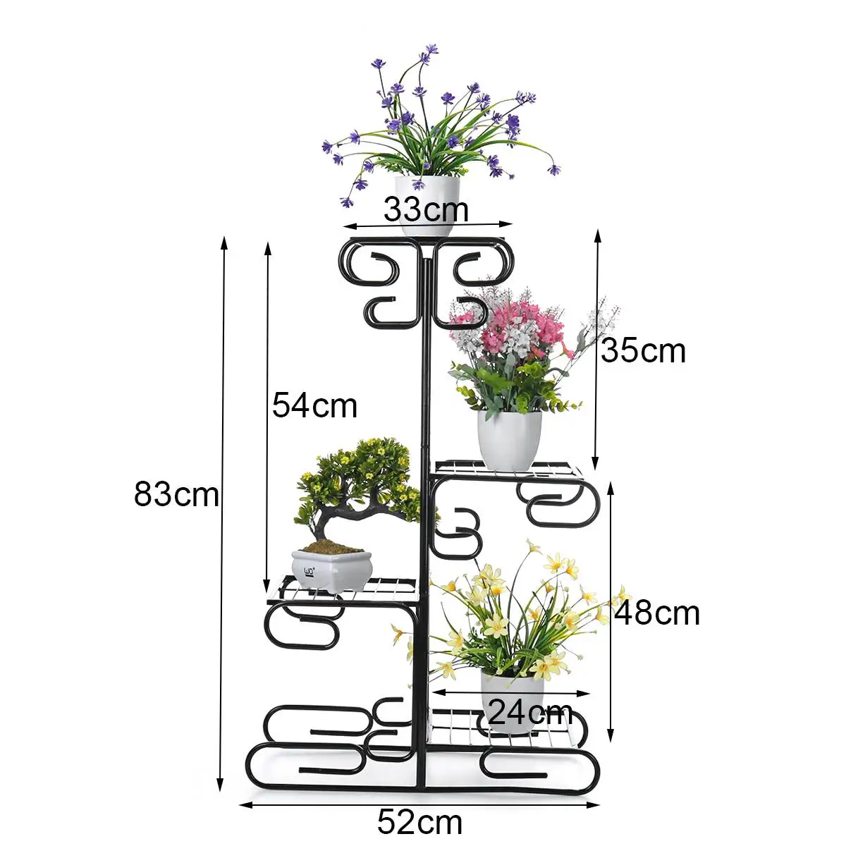

4 Tier Adjustable Metal Plant Stand & Flower Pot Holder Display Home Decor Garden Indoor Outdoor Balcony Flower Storage Rack