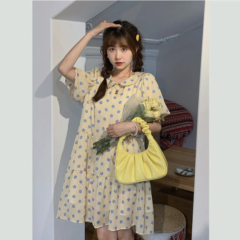 Летнее платье новинка 2021 маленькие свежие цветы свободное очень волшебное
