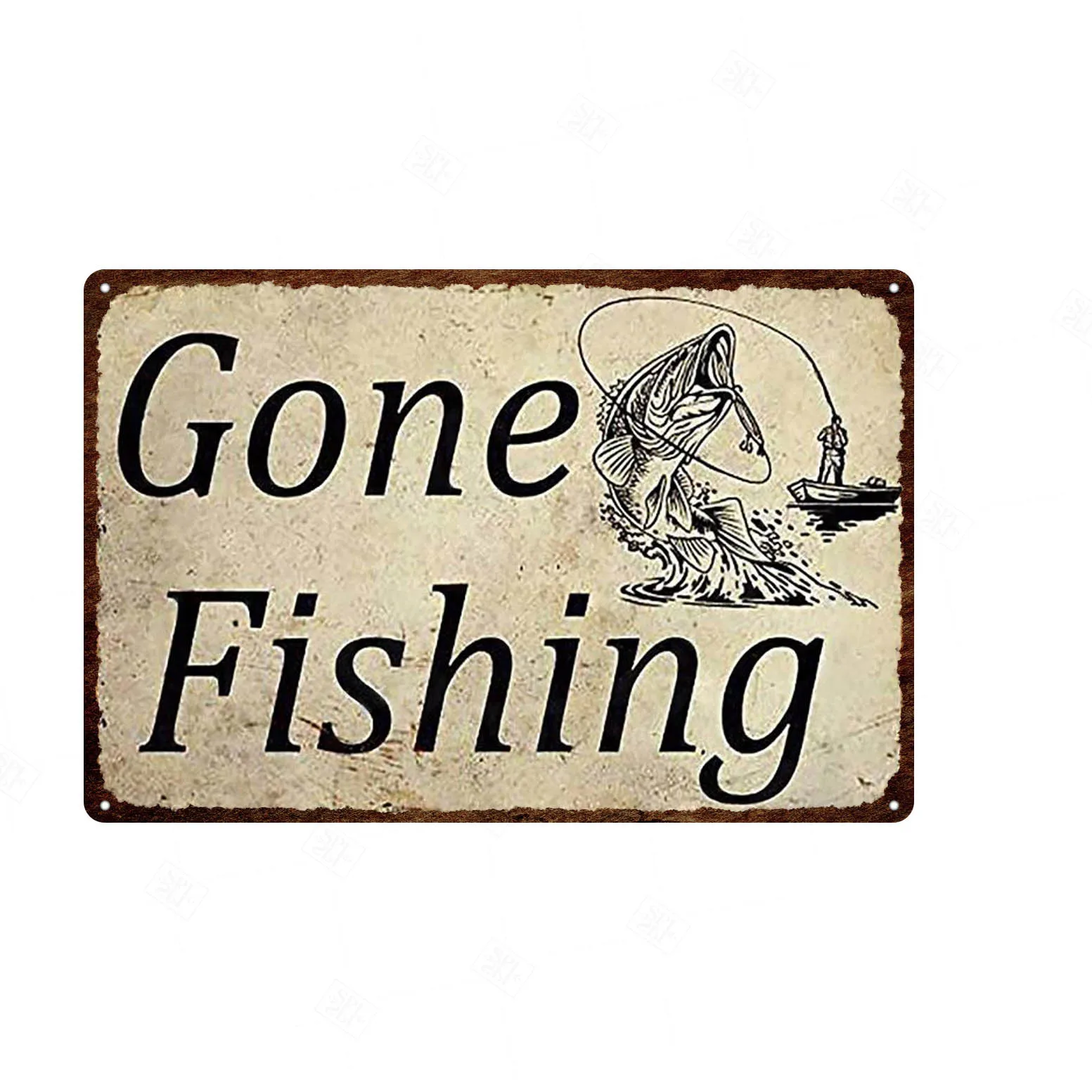 Знак в виде рыбы потертый шикарный винтажный стиль металлический знак животного