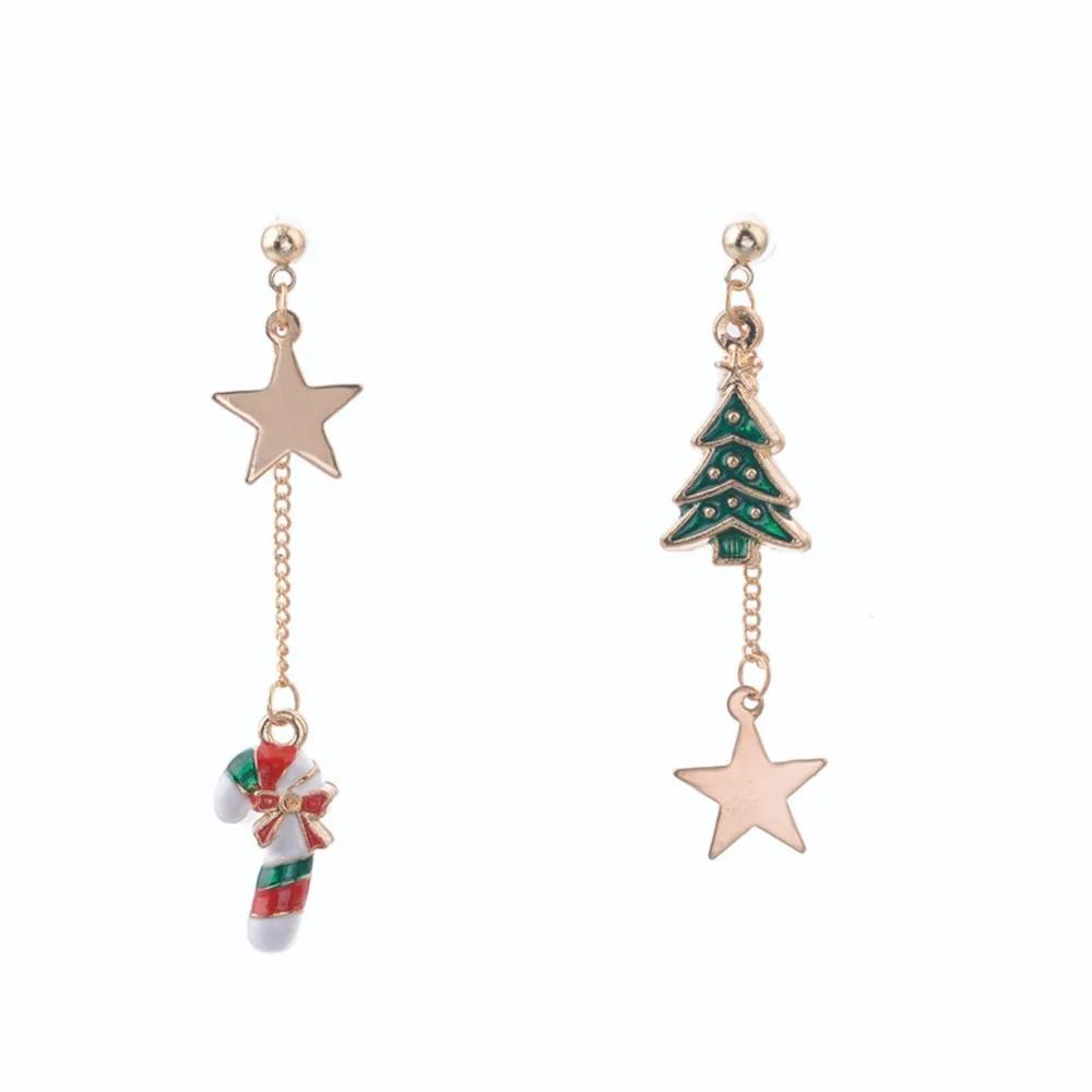 Серьги подвески женские с цирконами милые ювелирные украшения в рождественском