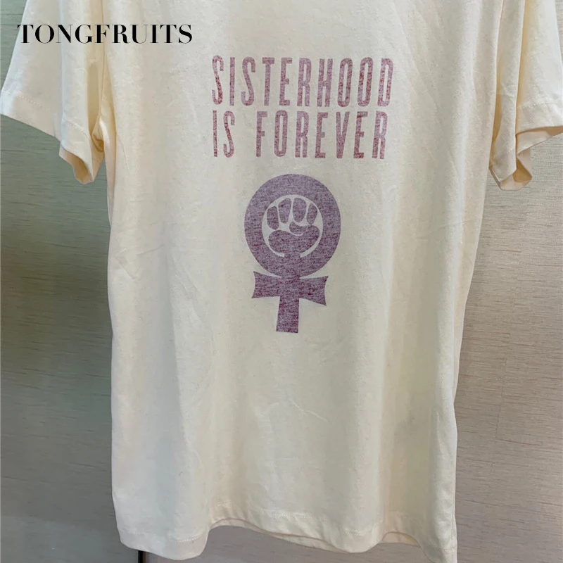 Sisterhood Global Printing Женская футболка из хлопка и льна Повседневная Удобная женская