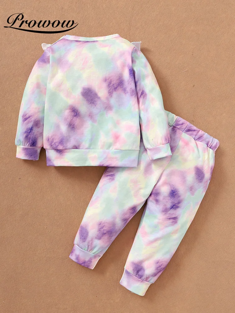 Prowow 2021 Fashion Baby Girls Clothes Set Tie Dye Kids Toddlers Costume Autumn Winter Outfits Casual Children's Clothing | Мать и