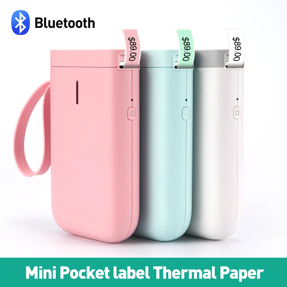 Мини карманный термопринтер 58 мм с Bluetooth беспроводной принтер для этикеток
