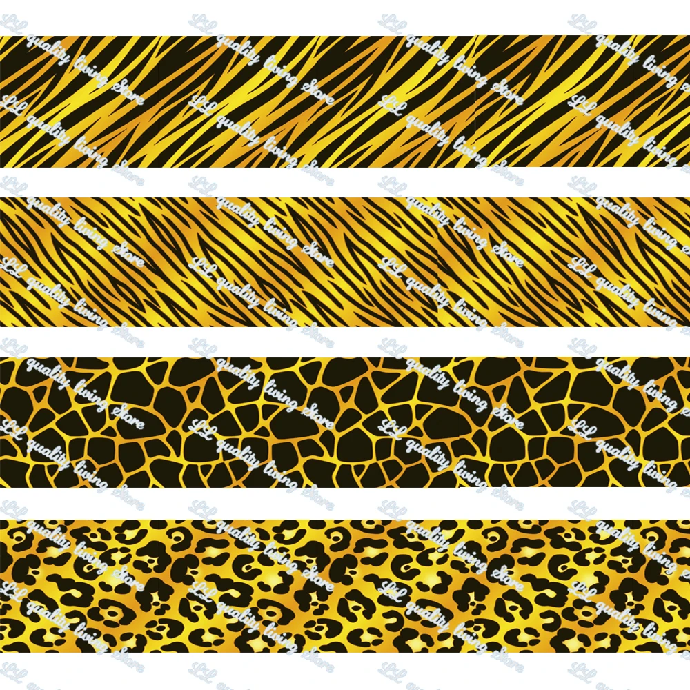 

WL 50 Yards 1'25mm Golden Leopard Grosgrain Ribbon Diy Hair Bow Handmade Material Animal Collar Funny Party Decoration