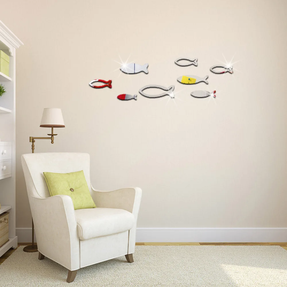 Один пакет Funlife Подводное зеркало в форме рыбы стикер для ванной гостиной спальни