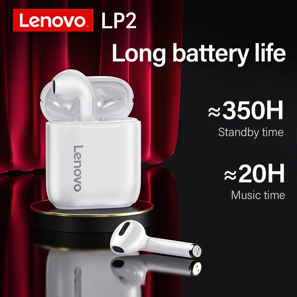 Беспроводные наушники Lenovo LP2 TWS LP1s BT 5 0 Двойные стерео басы сенсорное управление
