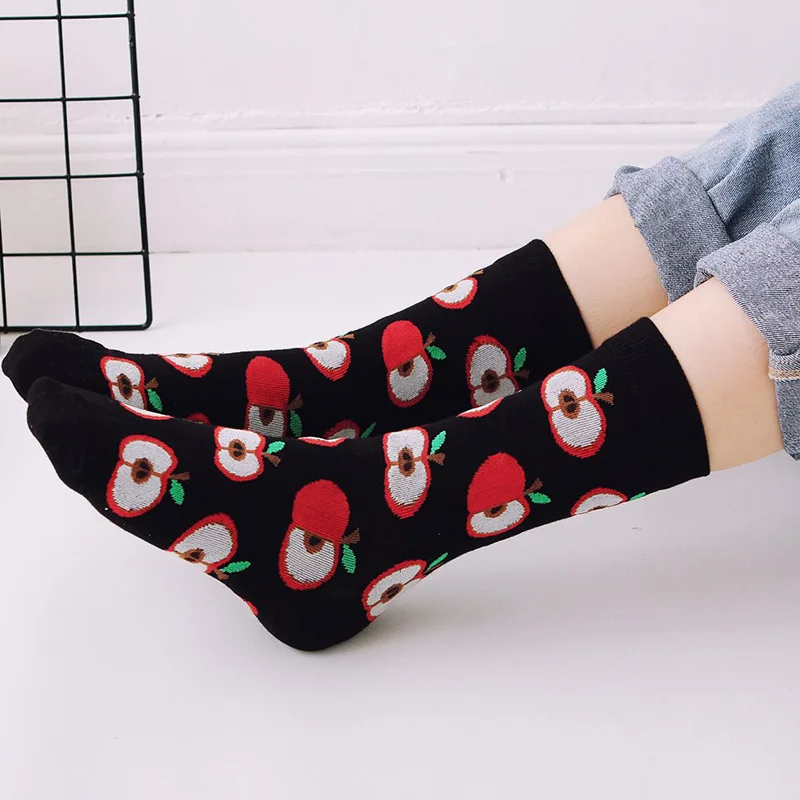 Fashion personality funny long socks ladies casual warm long cotton happy pop hip hop style street tide avocado egg couple socks