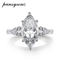 pansysen classic 100 925 sterling silver marquise simulated moissanite diamond wedding engagement ring fine jewelry wholesale