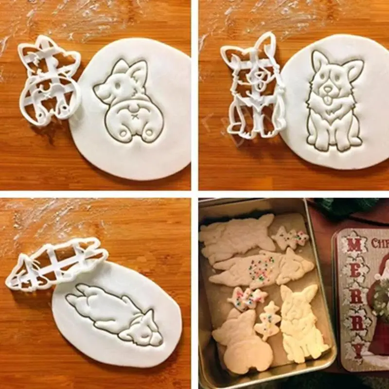 

Cute Corgi Dog Shaped Cookie Mold Cutters DIY Children's Hand Kitchenware Type Bakery Baking Tools Accessories Mold Food R7W3
