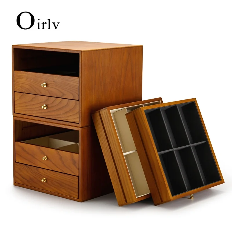 Oirlv Wooden 3 Layer Drawer Ring Earring Box Bracelet Bangle Box Necklace Box Jewelry Box Storage Case Jewelry Organizer