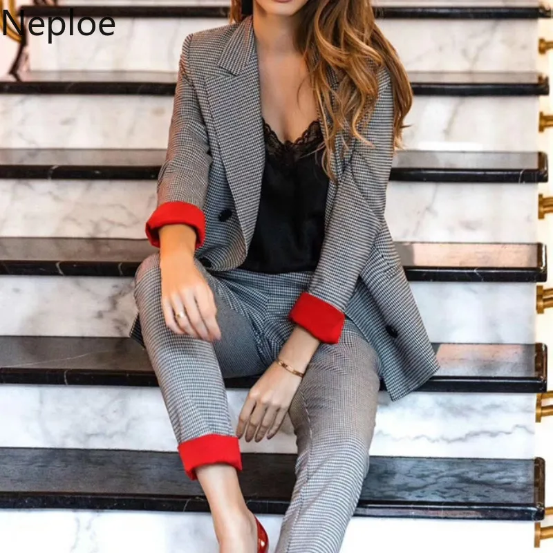 Neploe офисный стиль Блейзер Женский комплект из двух предметов в западном стиле с