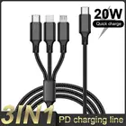 PD 20 Вт 3 в 1 USB C кабель для iPhone 13 12 Pro Max Micro USB Type C быстрое зарядное устройство зарядный кабель для Huawei P50 Macbook Air Pro