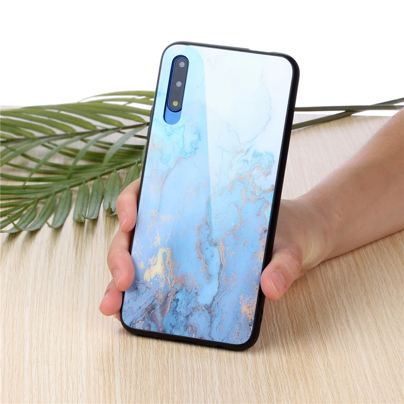 Водонепроницаемый чехол для телефона Huawei Honor 8C 8X 8A мраморный из закаленного