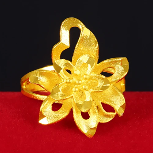 Product 8 Popular Vietnam Sand Gold Open Women's Ring Delicate 3D Flower No Fade Plated Fist Knuckles Rings for Women unusual goods - Цвет основного камня: Product 8