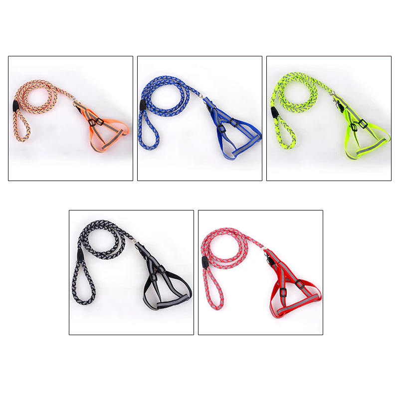 

1 PC New Dog Harness and Walking Leash Set Reflective Breakaway Nylon Dogs Vest and Leads 5 Colors S M L for Small Medium Dogs
