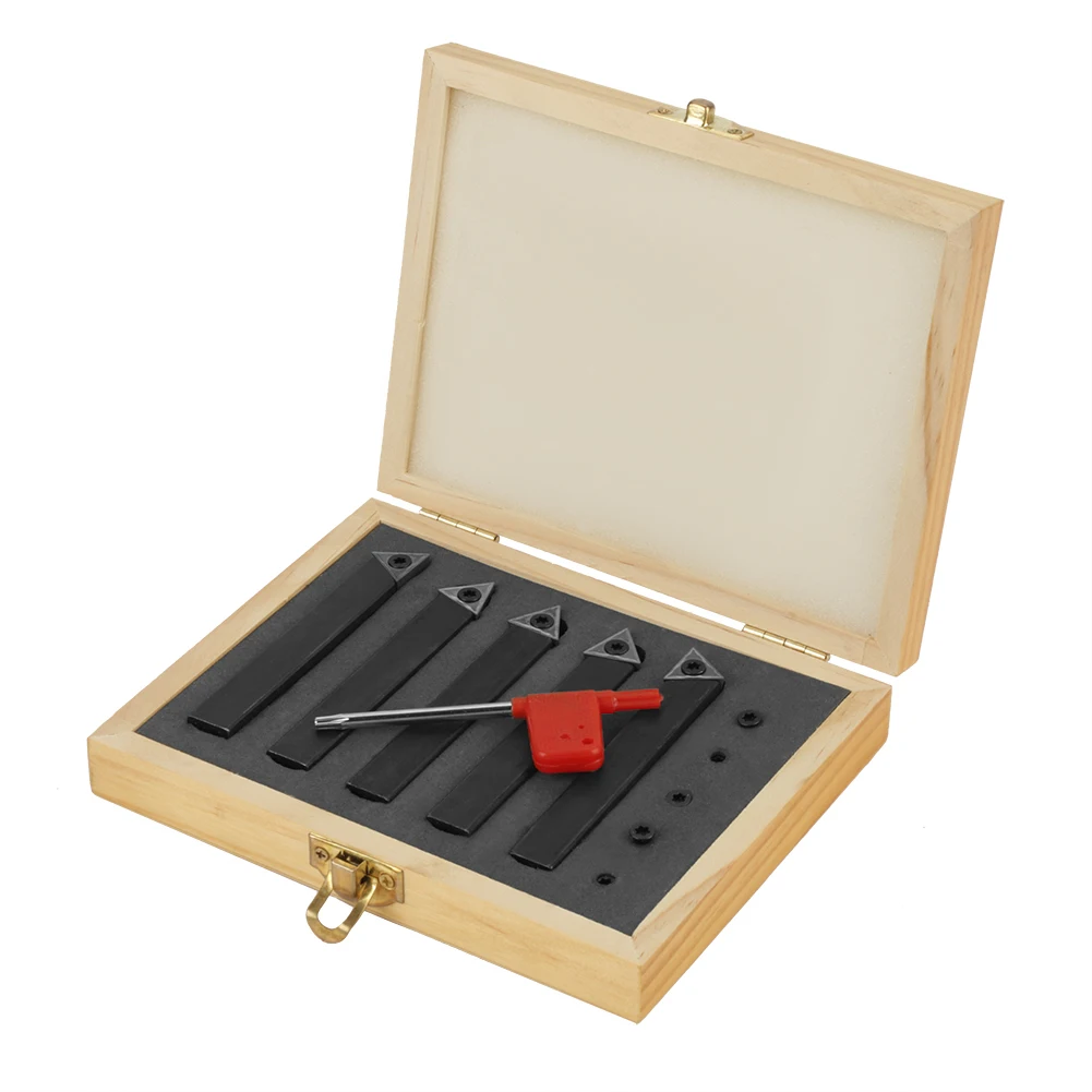 

5Pcs 1/2â€ Indexable Carbide Insert Lathe Tools Set Turning Tools Kit with Box