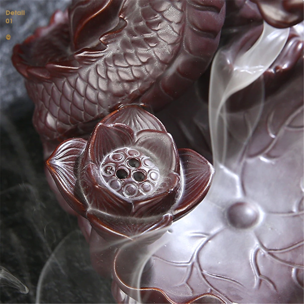 New Ceramic Blackflow Incense Burner with 20pcs Incenses Classical Dragon Zen Creative Wealth Ornaments Home Decoration | Дом и сад