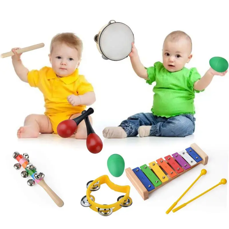 20 шт. Набор музыкальных инструментов для малышей и малышей-ударная игрушка забавные игрушки для малышей деревянная ксилофон Игрушка-Металл... от AliExpress RU&CIS NEW
