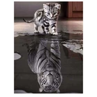 Хит продаж, алмазная живопись, полная круглая Алмазная мозаика, ручное украшение для детской комнаты, черный и белый Кот и тигр