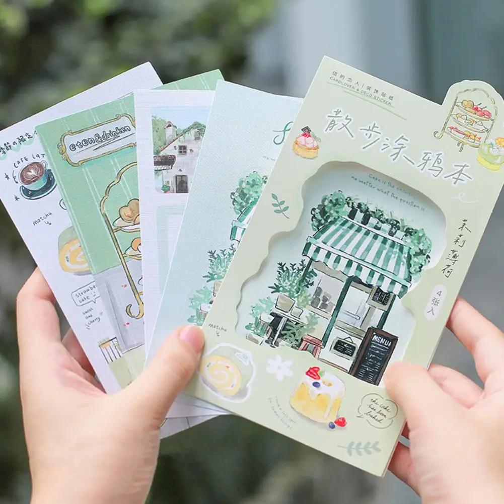 4Pcs Universal Paper Collection Supplies Decorative Scrapbook Sticker Set DIY Diary Fade-less for Student | Дом и сад