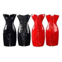 hot selling body slim pvc corset fashion sexy club dress plus size s m l xl xxl hot red black