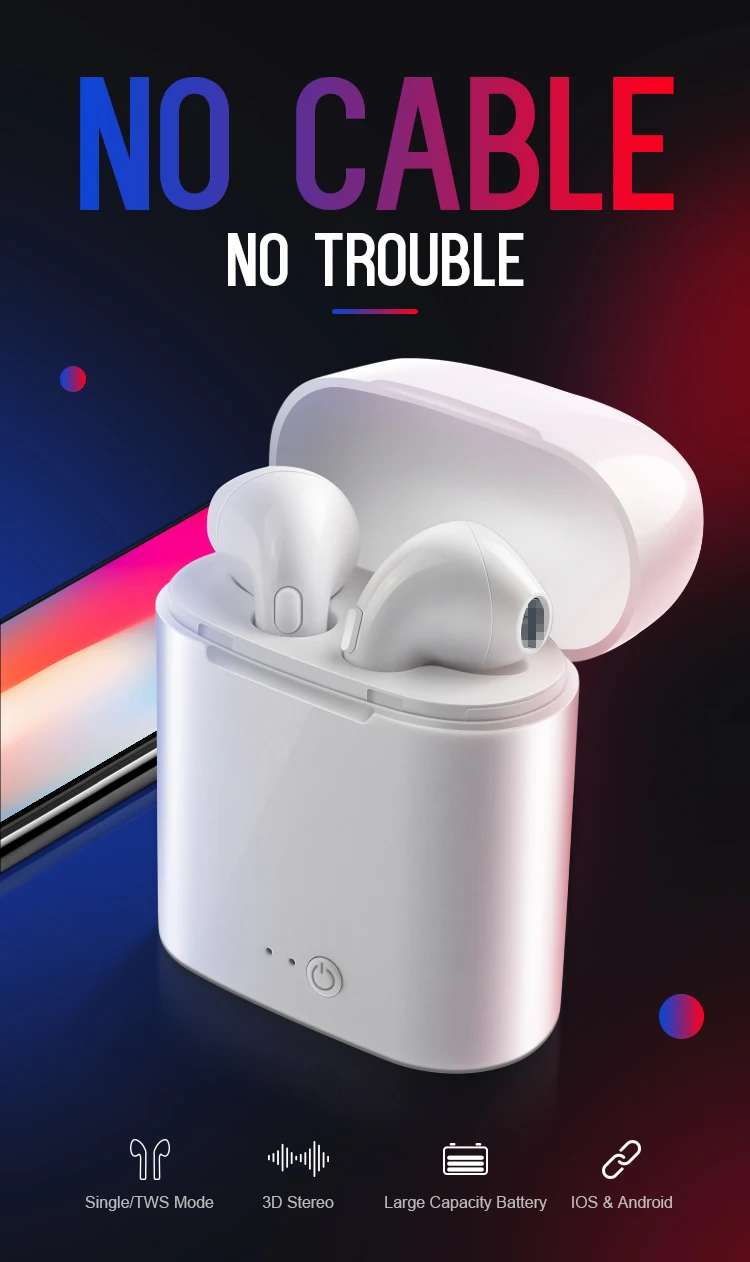 I7s TWS Bluetooth наушники стерео вкладыши беспроводные Bluetooth наушники спортивные многофункциональные наушники-вкладыши для Android IOS