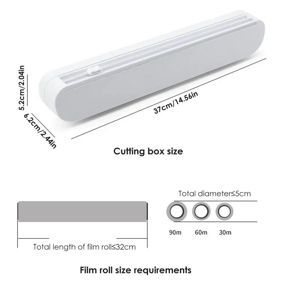 

Household Wrap Dispenser With Cutter Reusable Cutting Dispenser Punch-free Fixing Food Wrap Dispenser Foil Cling Film Wrap Tools