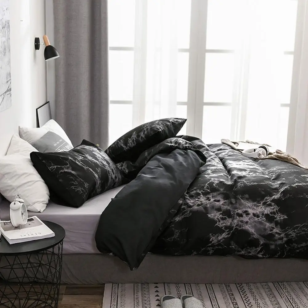 Мраморный Комплект постельного белья с пододеяльником и наволочкой сверхмягкая