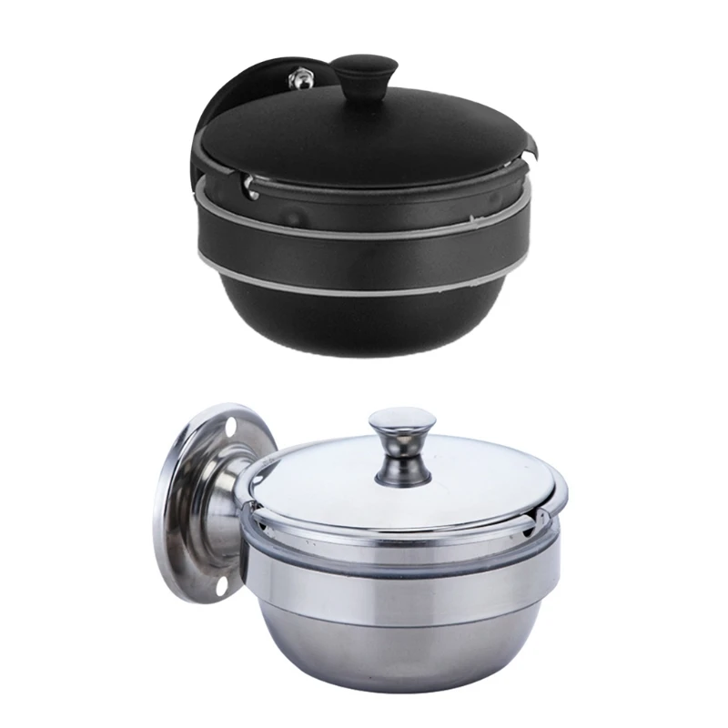 

Wall-mounted Stainless Steel Ashtray with Lid Bathroom Decorative Ash Box Metal Cigarette Holder Ash Tray Smoking Utensil Tool