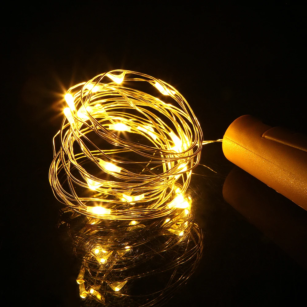 

Light Strip Led 2m 20 LED Mini Bottle Stopper Lamp String Bar Decoration String Light Warm White Light Earth Yellow[US-W]