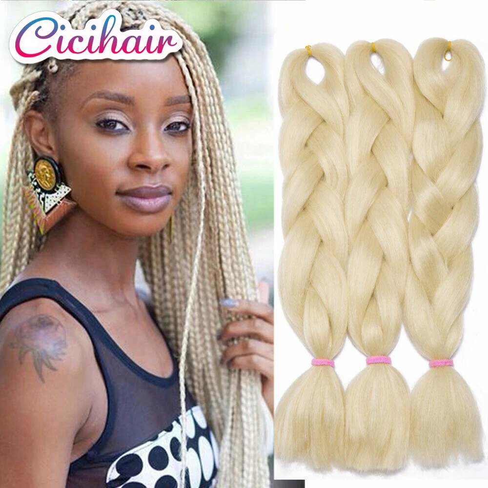 

Cicihair 24"100G 5Packs Synthetic Braiding Hair For Crochet Braid Jumbo Braids Pure Color Ombre Yaki Texture Hair Extensions