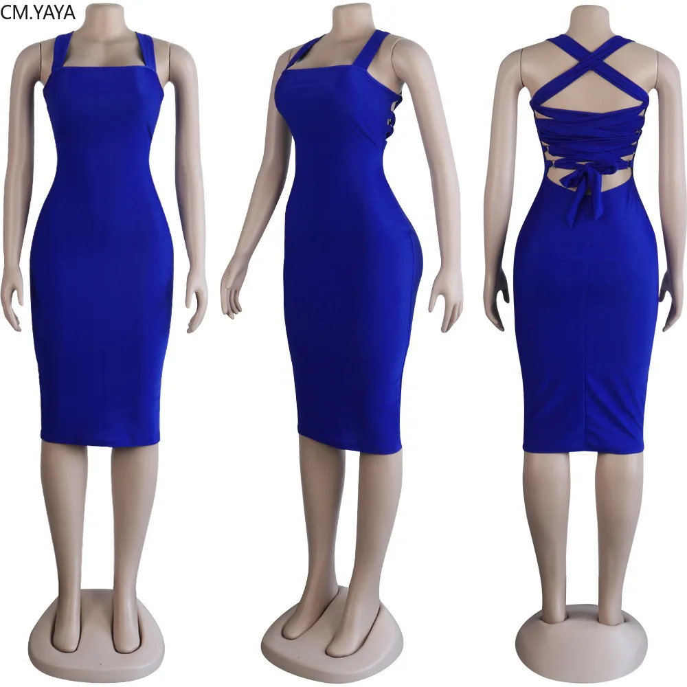 Осеннее женское платье с лямкой на шее со шнуровкой сзади сексуальное облегающее