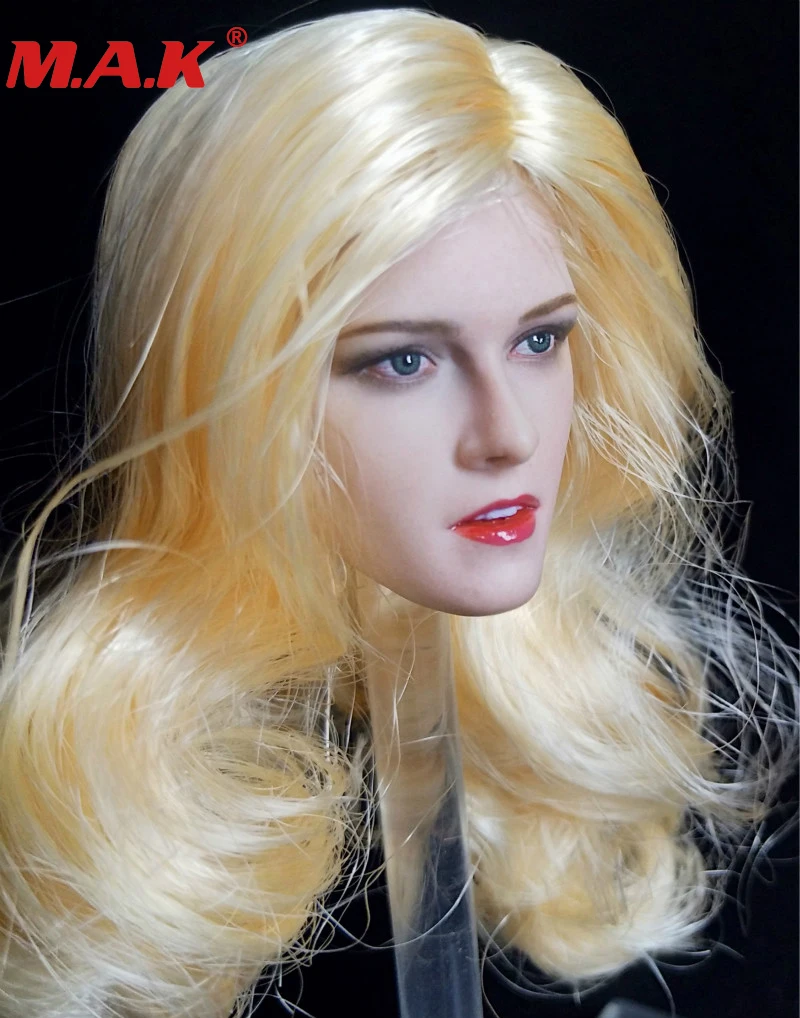 

brown yellow black hair 1:6 scale Kristen Stewart head sculpt carved long hair female woman girl headplay model for 12'' body