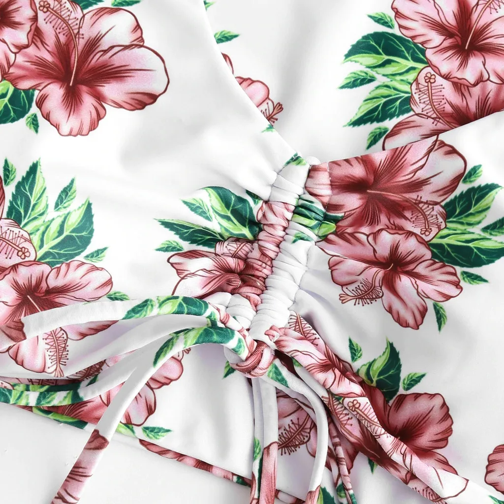 Женский сексуальный купальник бикини с принтом из трех частей пуш ап бюстгальтер