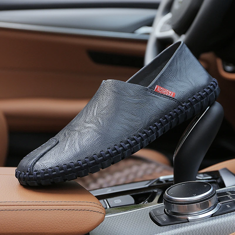 

Leather Men Shoes Casual Slip On Comfortable Soft Men Moccasins Fashion Man Loafers Black Driving Shoes Male Plus Size 38-50