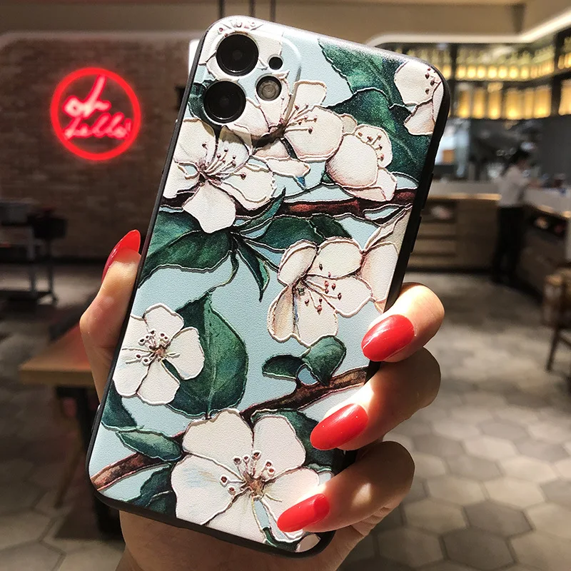 

Silicone phone case for huawei P40 P30 P20 pro nova 3 4 5 6 7 SE plus lite Shockproof Back cover watercolor Painted case