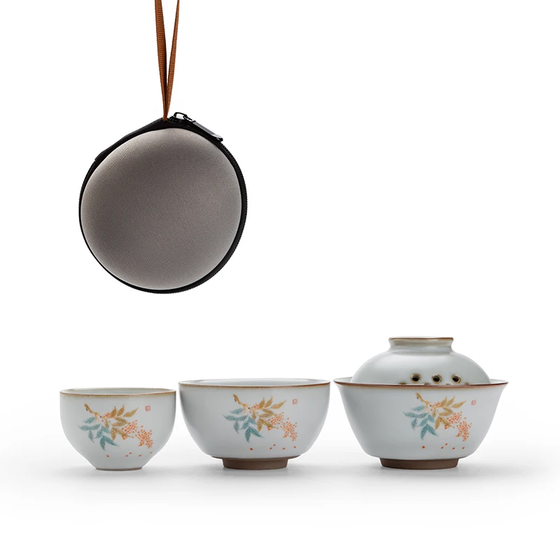 

Travel Portable Tea Set Ceramic Teapot Household Kung Fu Filter Tea Maker One Pot and Two Cups RU-TYPE Teaware Sets