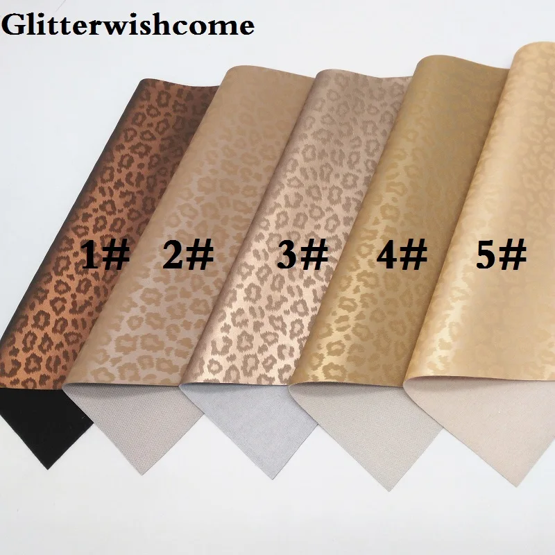 Glitterwishcome 21X29CM A4 Size Vinil Para Lazos Faux Leather Sheets Printed Leopard for Bows GM3060A | Дом и сад