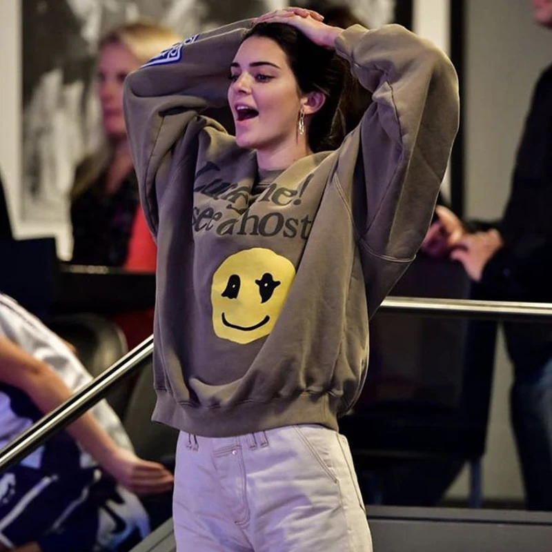 Kendall Jenner Clothes Sweatshirt I See Ghosts Hip Hop Pullover Sweatshirts Kardashian Streetwaear Women Graffiti Flame Hoodies
