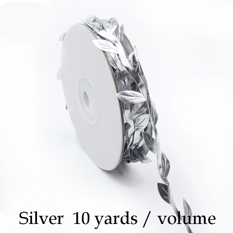 10 yard silver 10 ярдов Ткань Зеленый Искусственный лист листья лоза Свадебные украшения DIY ВЕНОК природа поддельные гирлянда из цветов домашний декор - Цвет: 10 yard silver
