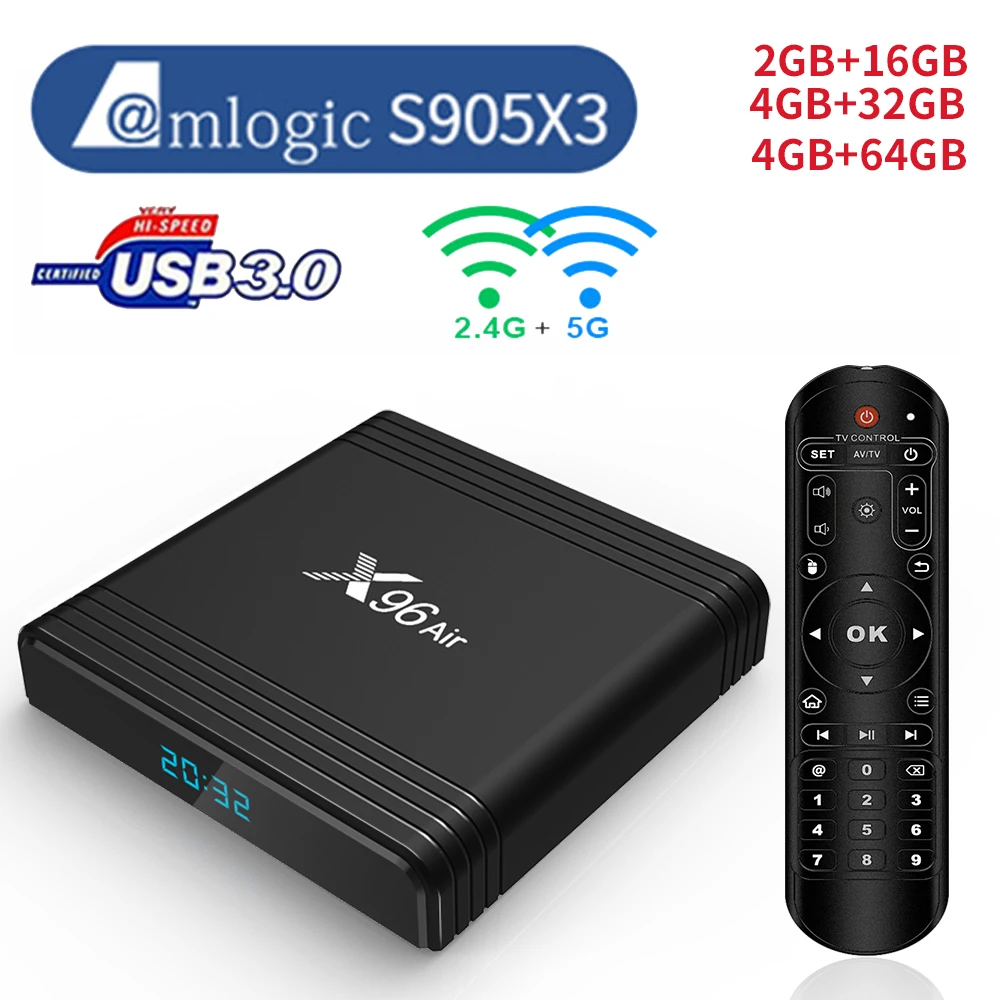 Приставка Смарт-ТВ X96 Air Android 9 0 4 + 64 ГБ 2 4G Wifi | Электроника