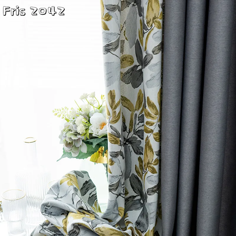 

Jacquard Double-Sided Linen Color Matching Curtain Earl Ni Nordic Simple Full Shading Curtains For Bedroom Living Room Curtains