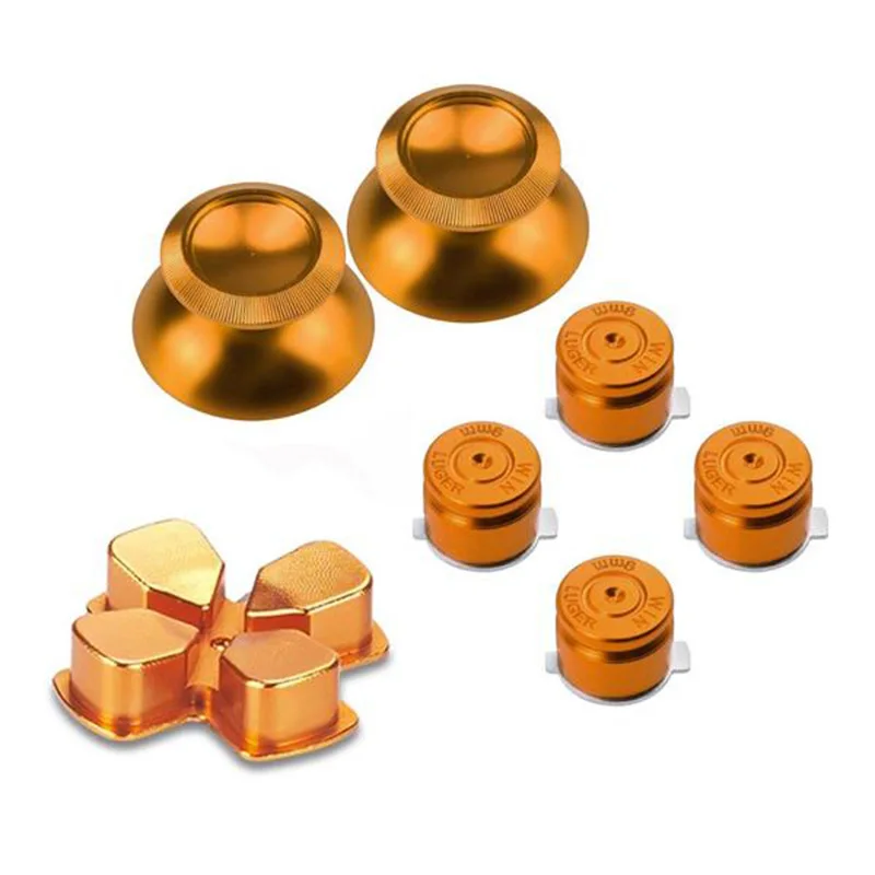 Golden Metal Analog thumb sticks+Arrow D-pad+9mm Bullet Buttons Mod Kit For Sony Playstation PS4 Dualshock 4 Controller Gamepad |