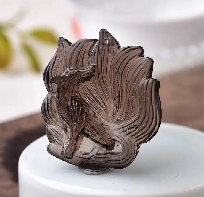 Очаровательный натуральный ледяной черный обсидиан резная китайская Красивая