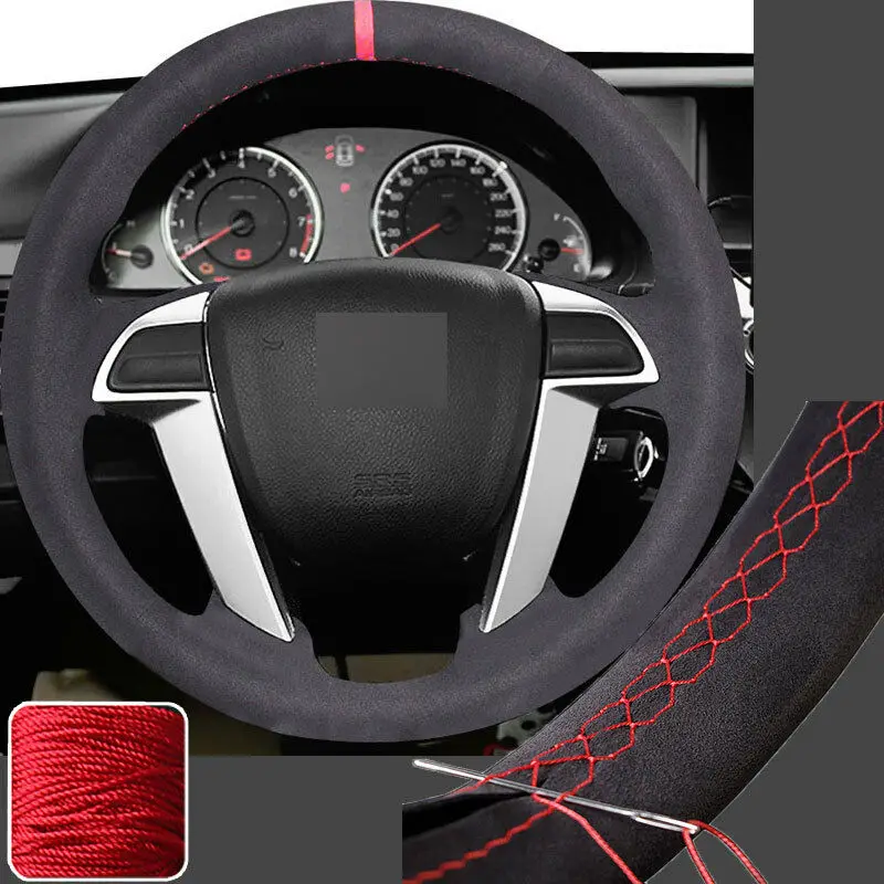 

Hand-Stitch Steering Wheel Cover Wrap For Honda Accord 8th Gen 08-12 09 10 Pilot Super Soft Non-slip Durable Car Interior