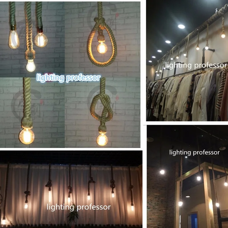 Винтажная веревка подвесные светильники лампа для лофта креативная личность