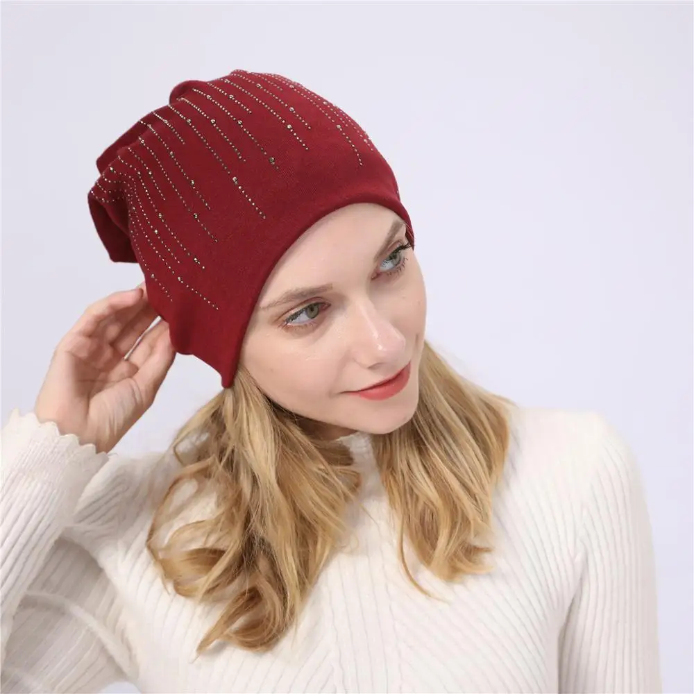 Стразы beanies turban головные уборы для женщин эластичные мягкие хлопковые шапки бини шапки Женская мода шапки сплошной цвет весна-осень шляпа